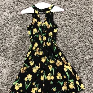 Lush Dresses - black mini dress with yellow flower design Lush Dresses - black mini dress with yellow flower design